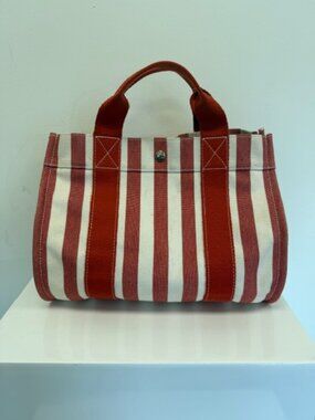 HERMES Cannes PM Handbag tote Bag unisex color red and beige